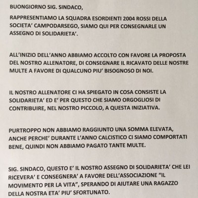lettera esoerdienti sindaco